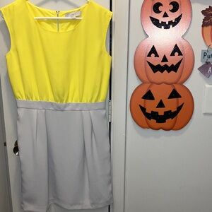LOFT Bright Yellow & Gray Colorblock Sleeveless Dress 4